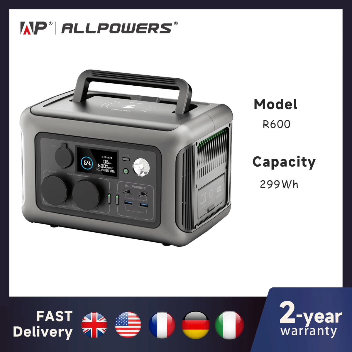 ALLPOWERS Portable Power Station R600 – mobilna stacja zasilania 299Wh